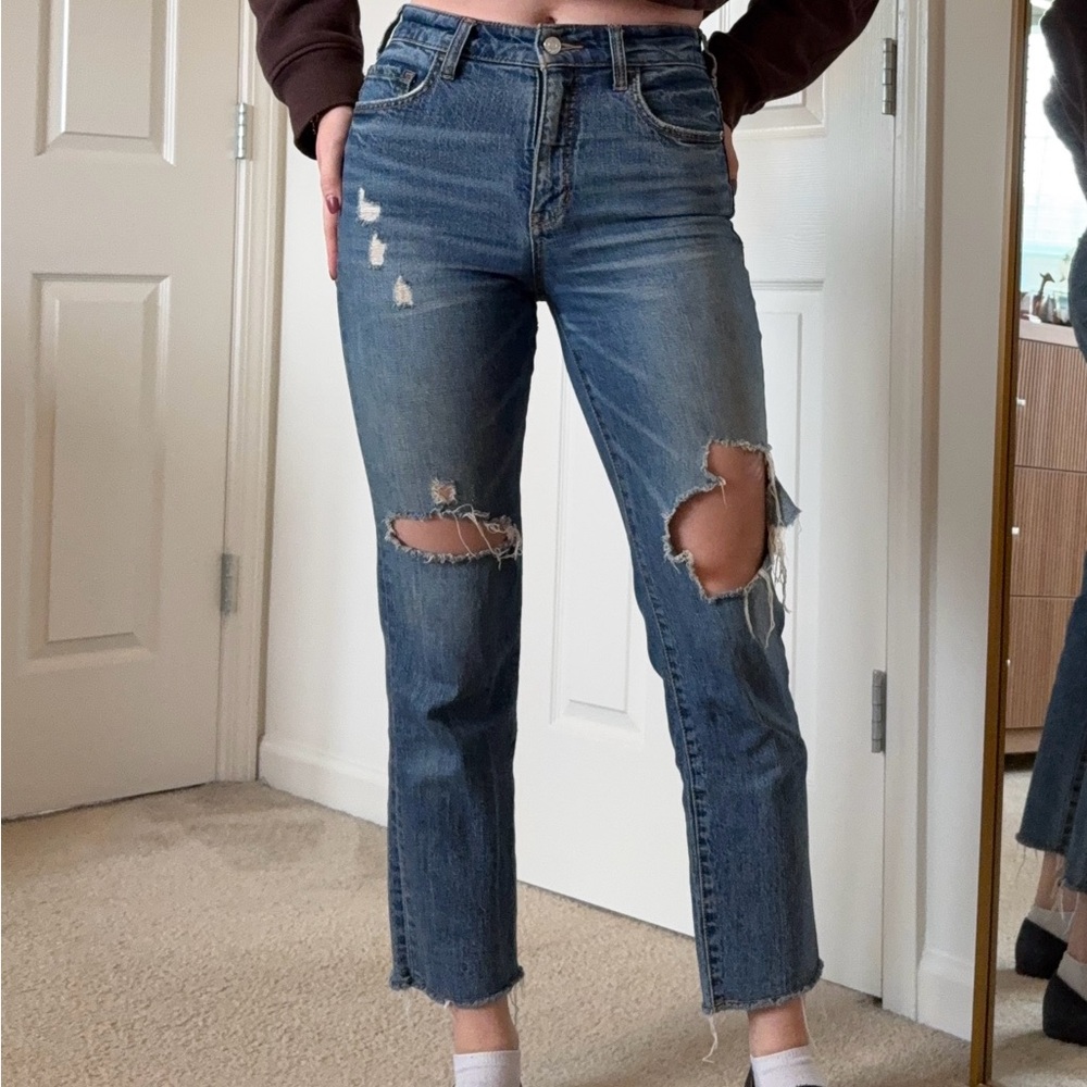 Pilcro Ripped Blue The Vintage Straight Jeans